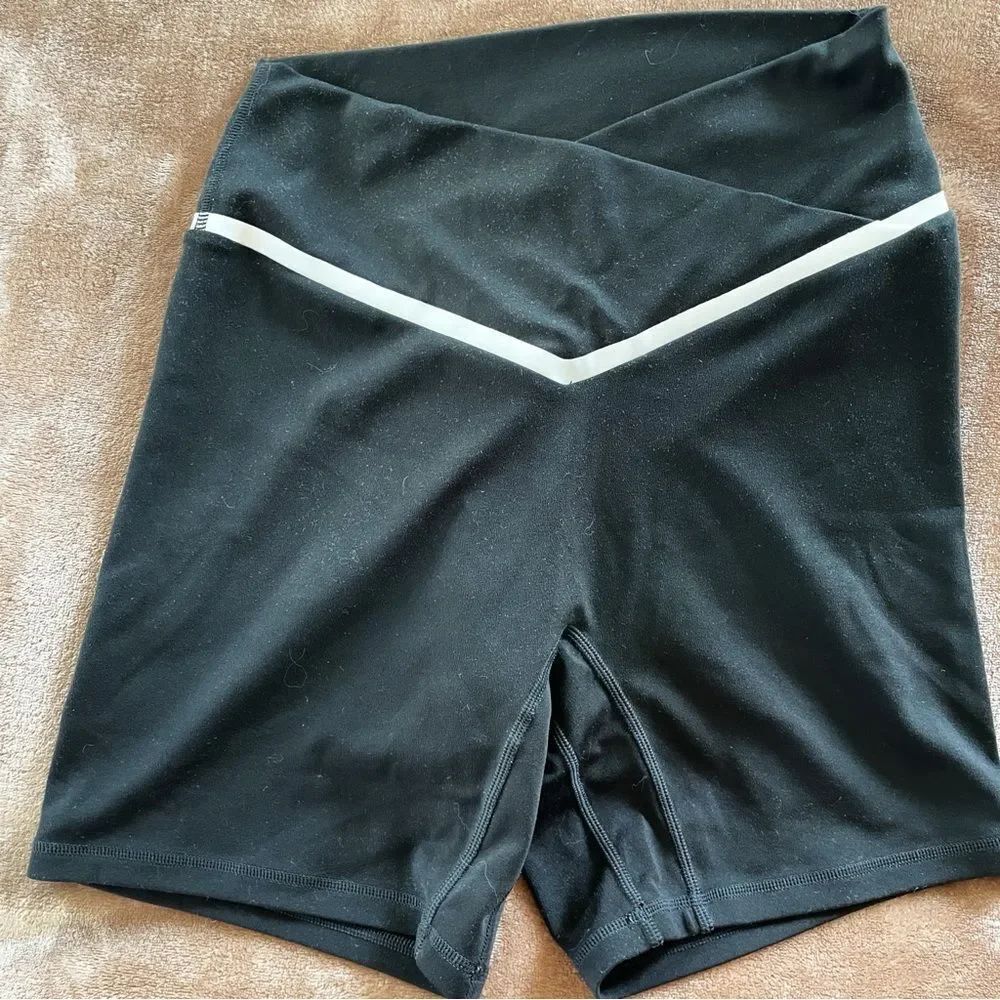 Women's Black and White Athletic Bike Shorts Size S